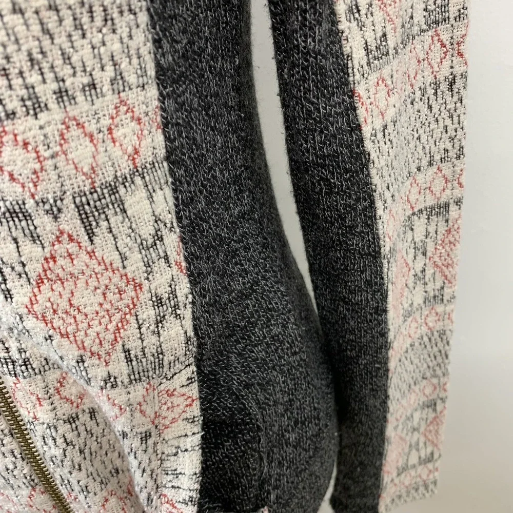 Lucky Brand Sweater Jacket Woman Medium Geometric Asymmetrical Zip Business Work